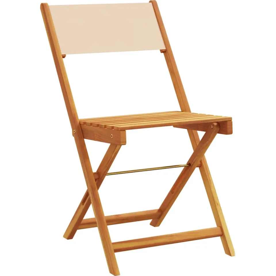 vidaXL 3-delige Bistroset stof en massief hout beige, foto 3