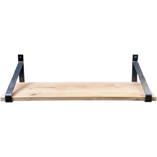 GoudmetHout Lichte Eiken Wandplank - 260x35 cm - 2 Industriële XL Plankdragers Zonder Coating Licht eiken