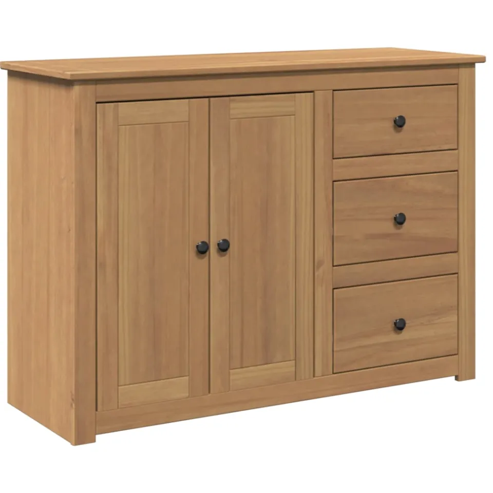 vidaXL Dressoir met lades Panama 112x40x80 cm massief grenenhout bruin, foto 3