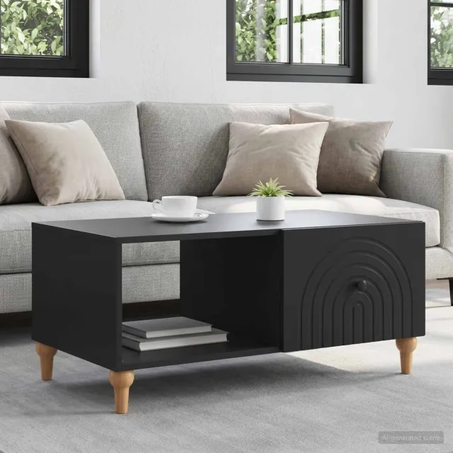 vidaXL Salontafel Zwart 90 x 50 x 40 cm Bewerkt hout, foto 2