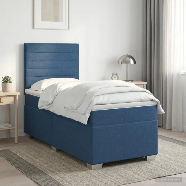 vidaXL Boxspringbed met matras Blauw 90 x 190 cm Stof