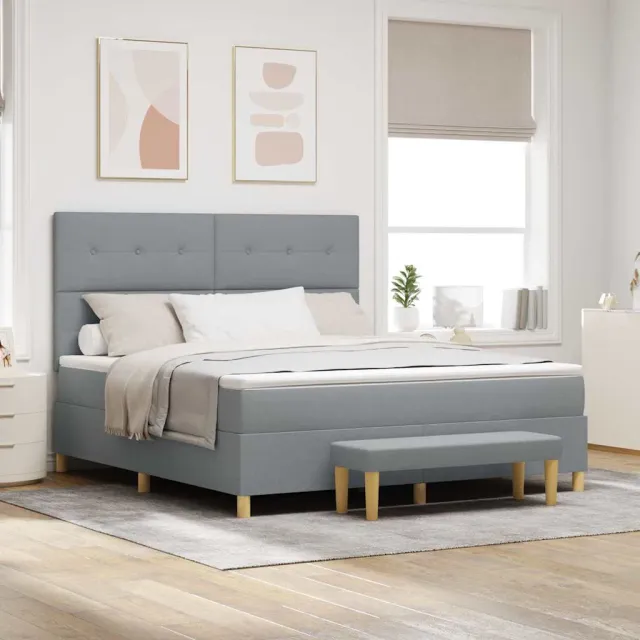 vidaXL Boxspring bed met hoofdeinde Lichtgrijs 200 x 180 cm Stof