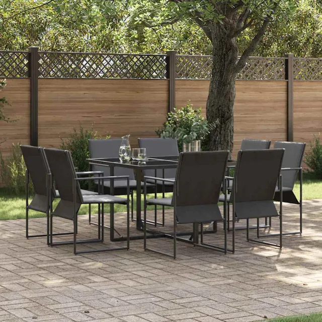 vidaXL Tuin eettafelset 9 st Zwart Staal, foto 2