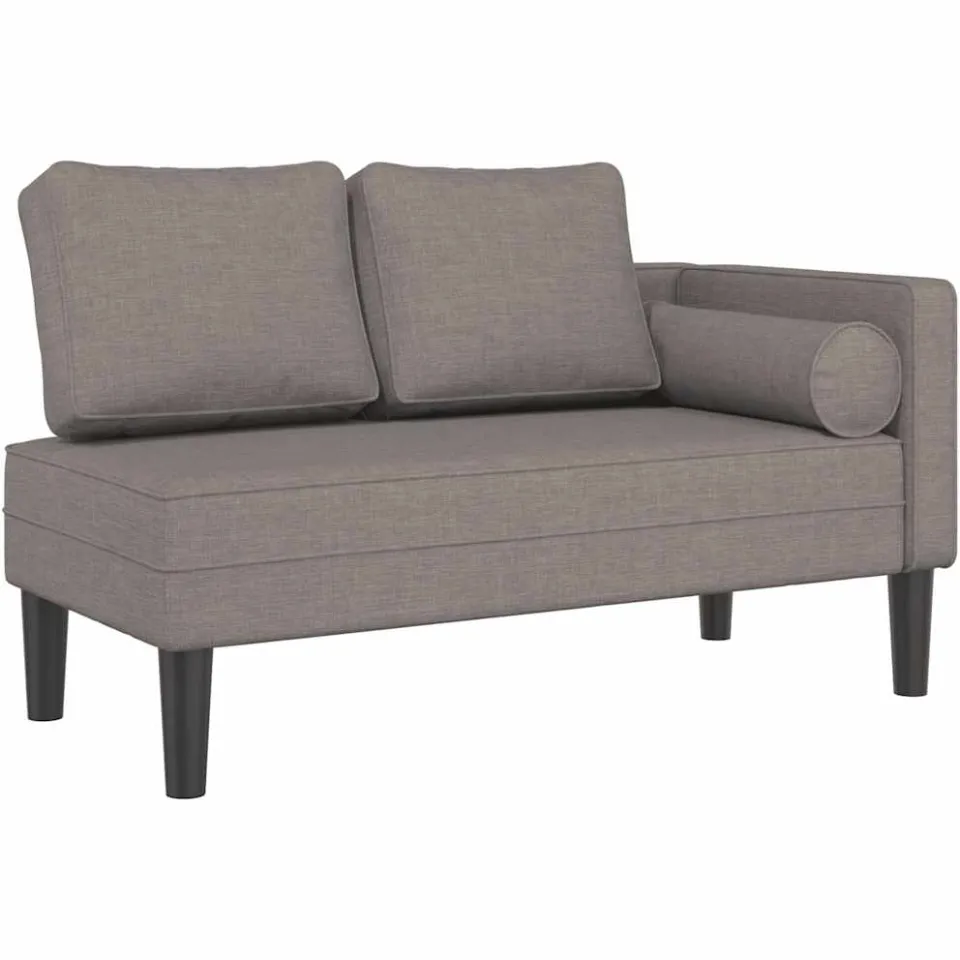 vidaXL Chaise longue met kussens stof taupe, foto 3