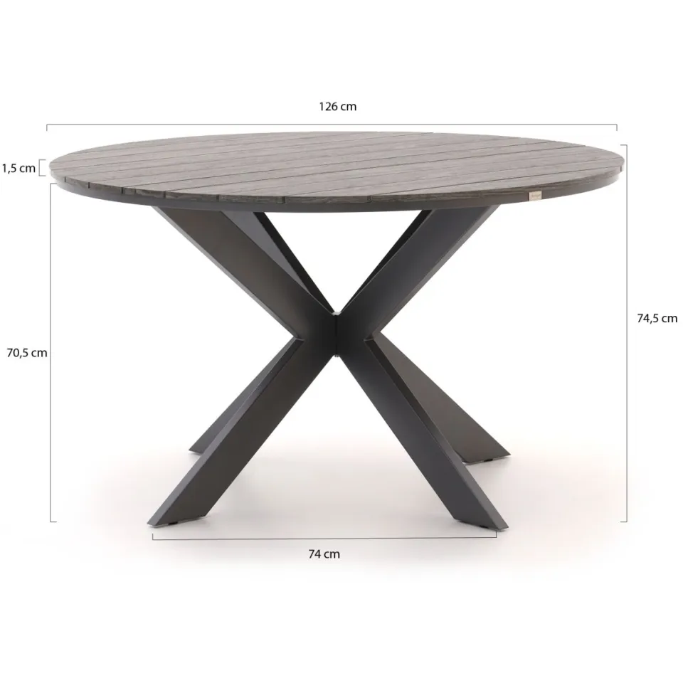 Forza Furniture Forza Vico/Fidenza ø126cm dining tuinset 5-delig stapelbaar, foto 3