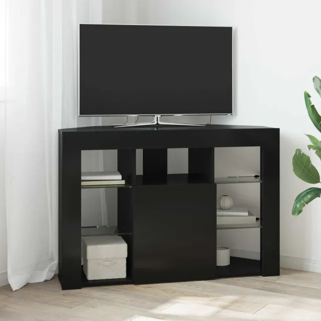 vidaXL Hoek LED TV Kast 100x40x68cm Zwart Bewerkt hout, foto 2