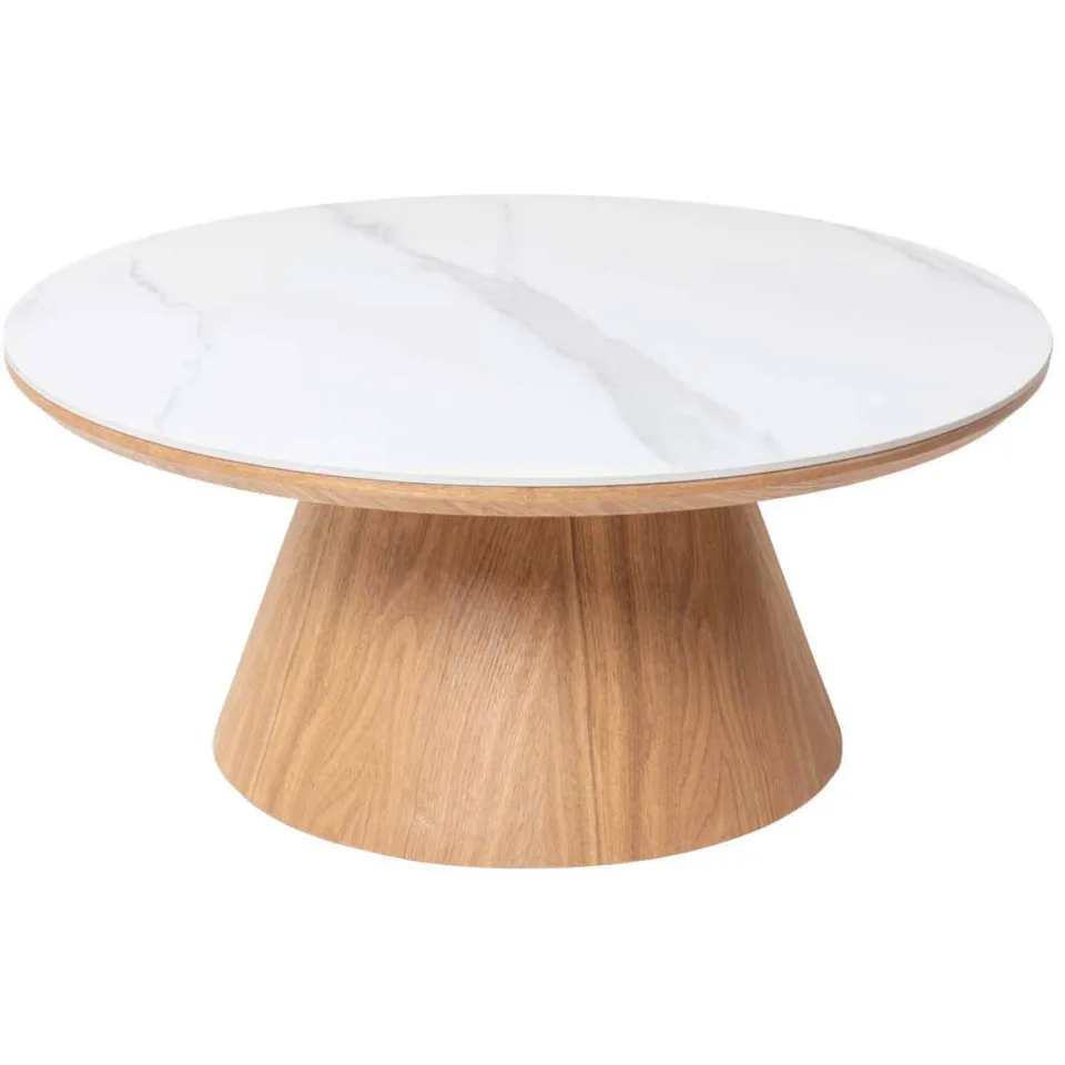 Giga Meubel Salontafel Alba - Rond Naturel Hout/Keramisch - 80x80x35cm, foto 2