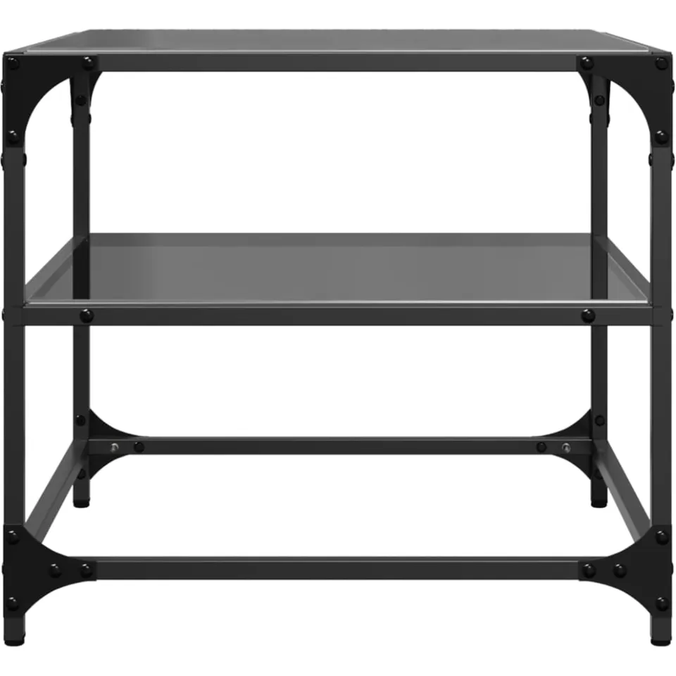 vidaXL Salontafels 2 st met zwart glazen blad 50x50x45 cm staal, foto 4