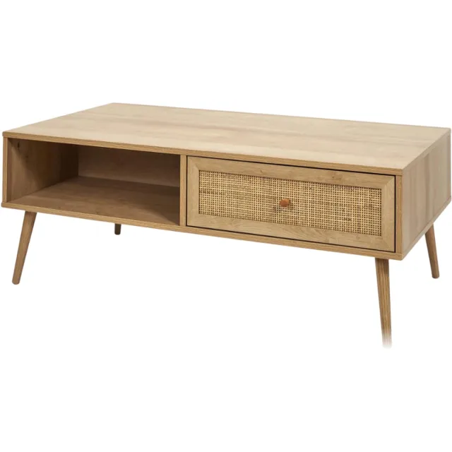 MISOU Bali Koffietafel - Salontafel - Woonkamer - Rechthoekige - Tafel - Rotan - Hout - met Opbergruimte Bruin