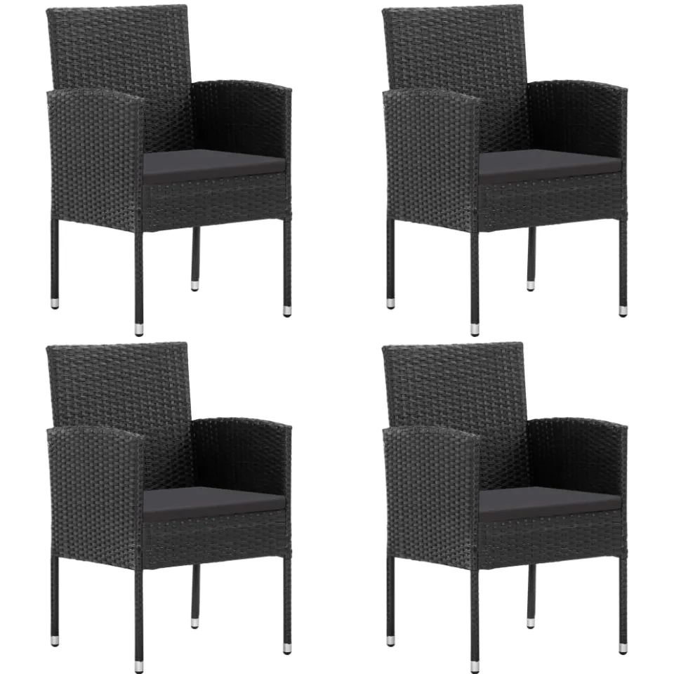 vidaXL 5-delige Tuinset met kussens poly rattan zwart, foto 3