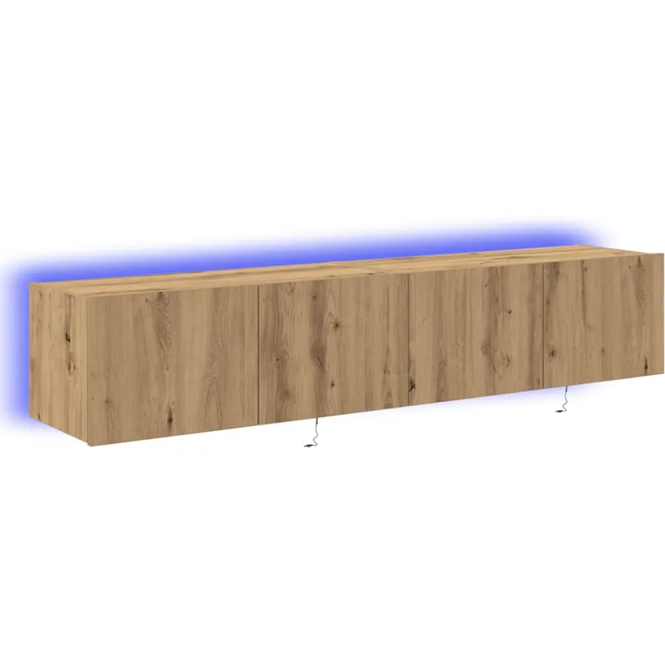 vidaXL TV Wandkast 2 st Artisan Eiken Bewerkt hout Bruin
