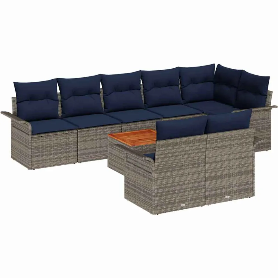 vidaXL Tuinbankenset 9 st Grijs poly rattan