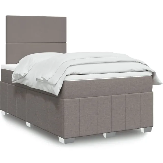 vidaXL Boxspring met matras stof taupe 120x190 cm