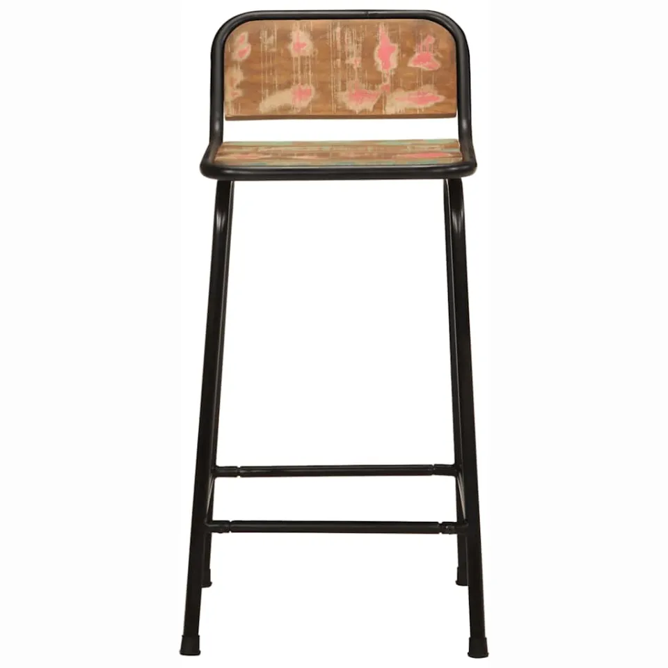 vidaXL Barkrukken 2 st 46x35,5x80 cm massief gerecycled hout bruin, foto 2