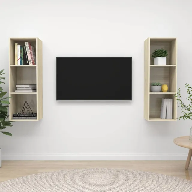 vidaXL Tv-wandmeubelen 2 st bewerkt hout sonoma eikenkleurig, foto 2