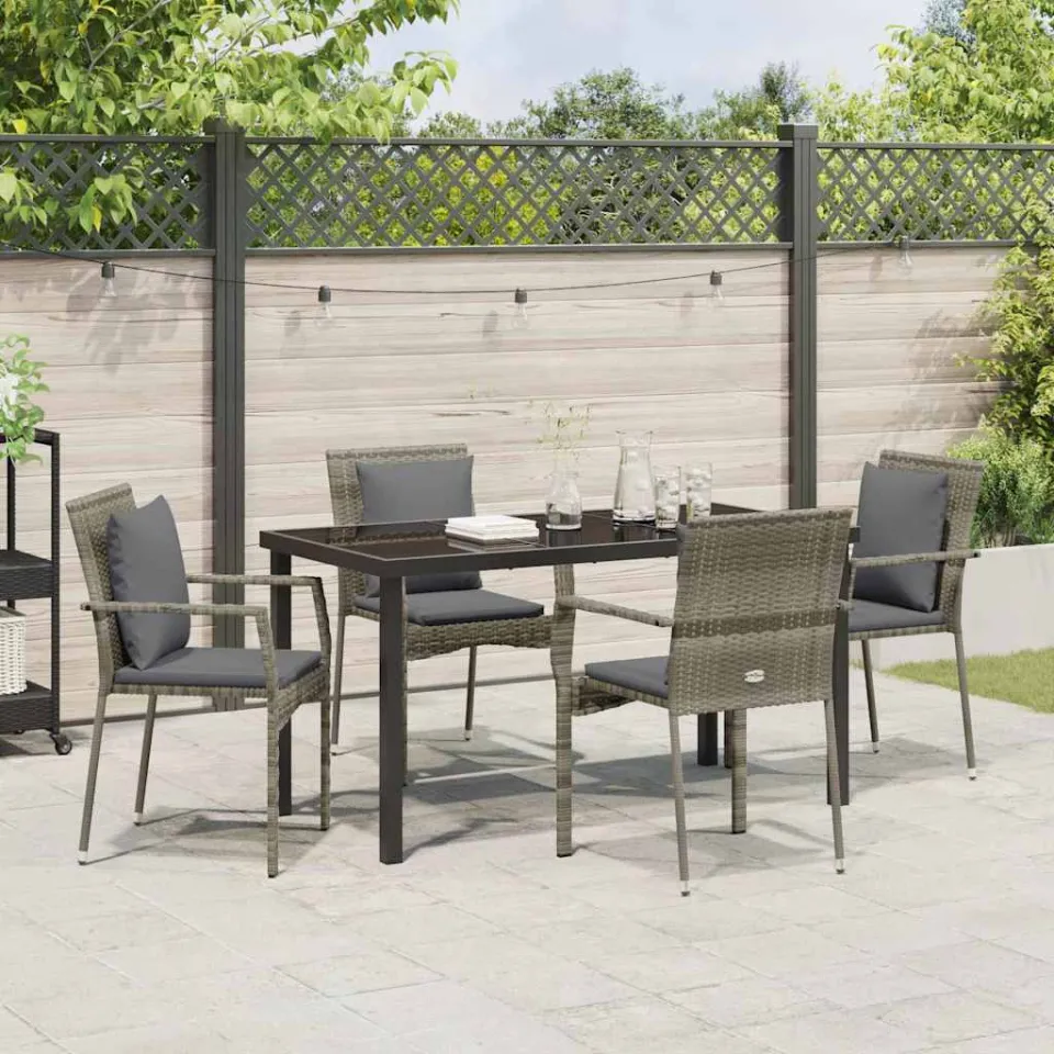 vidaXL Tuin eettafelset 5 st Grijs poly rattan, foto 3