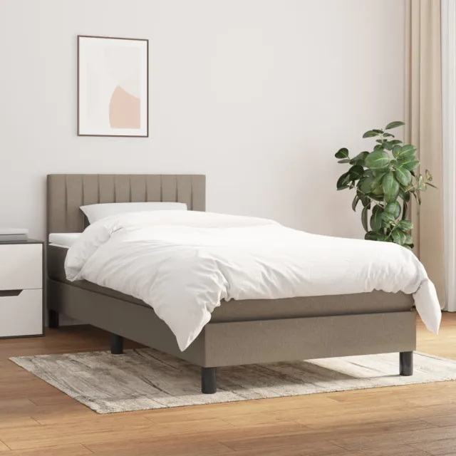 vidaXL Boxspring met matras stof taupe 100x200 cm
