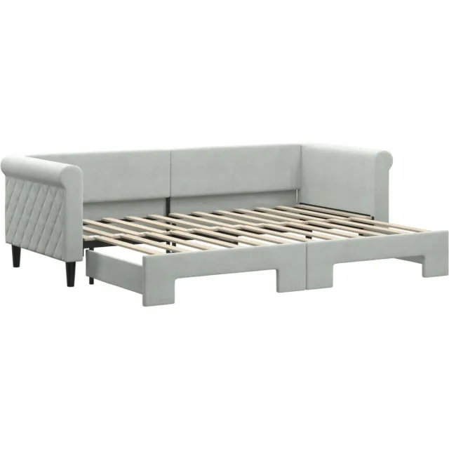 vidaXL Slaapbank - met - onderschuifbed - 80x200 - cm - fluweel - lichtgrijs