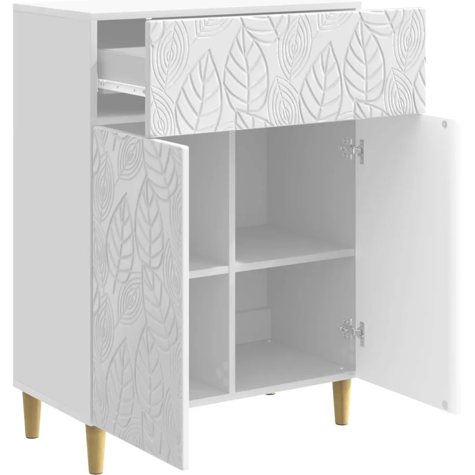 vidaXL Dressoir Hoogglans Wit 66 x 34,5 x 90 cm Bewerkt hout
