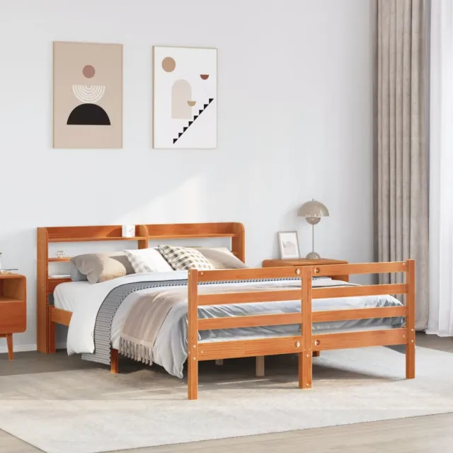 vidaXL Bedframe zonder matras massief grenenhout wasbruin 150x200 cm bruin