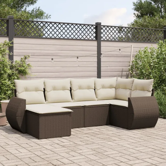 vidaXL 6-delige Loungeset met kussens poly rattan bruin, foto 2