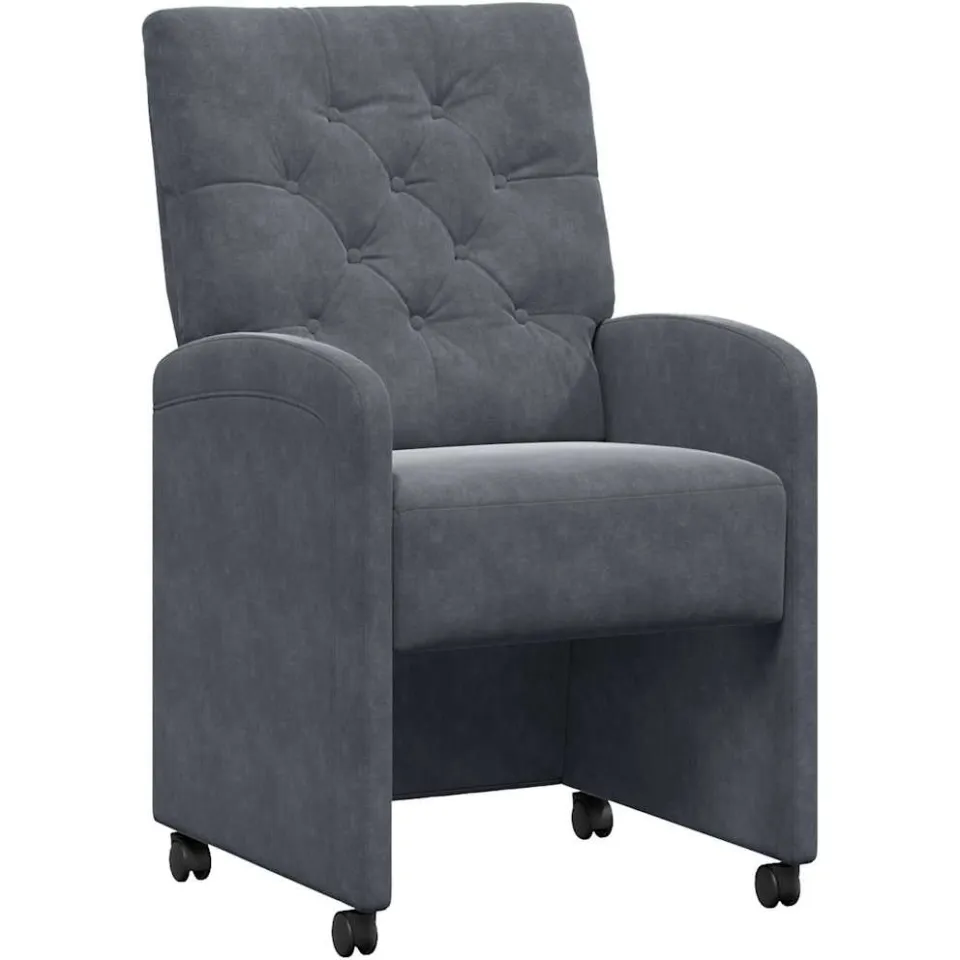vidaXL Eetkamerstoelen met Wieltjes 2 st Fluweel Donkergrijs