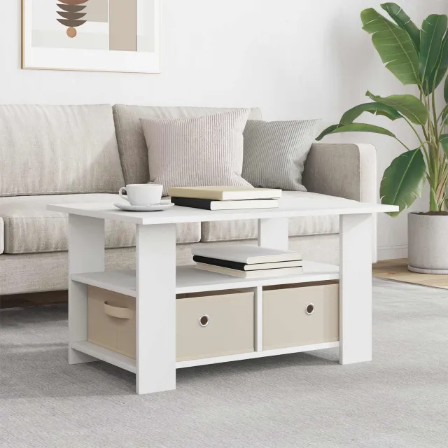 vidaXL Salontafel Wit 77 x 55 x 42 cm Bewerkt hout, foto 2