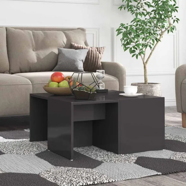 vidaXL Salontafels 4 st 33x33x33 cm bewerkt hout hoogglans grijs, foto 2