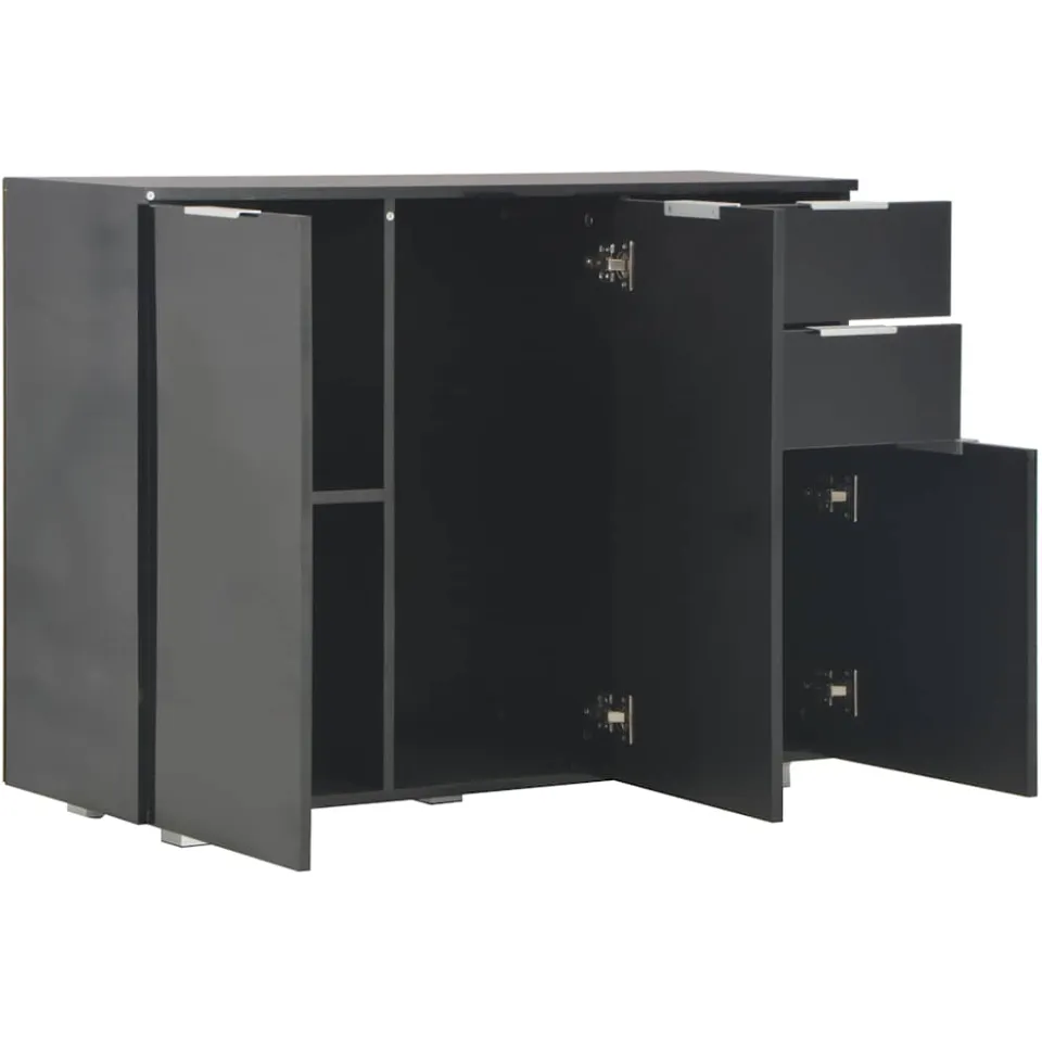 vidaXL Dressoir 107x35x80,5 cm hoogglans zwart, foto 4