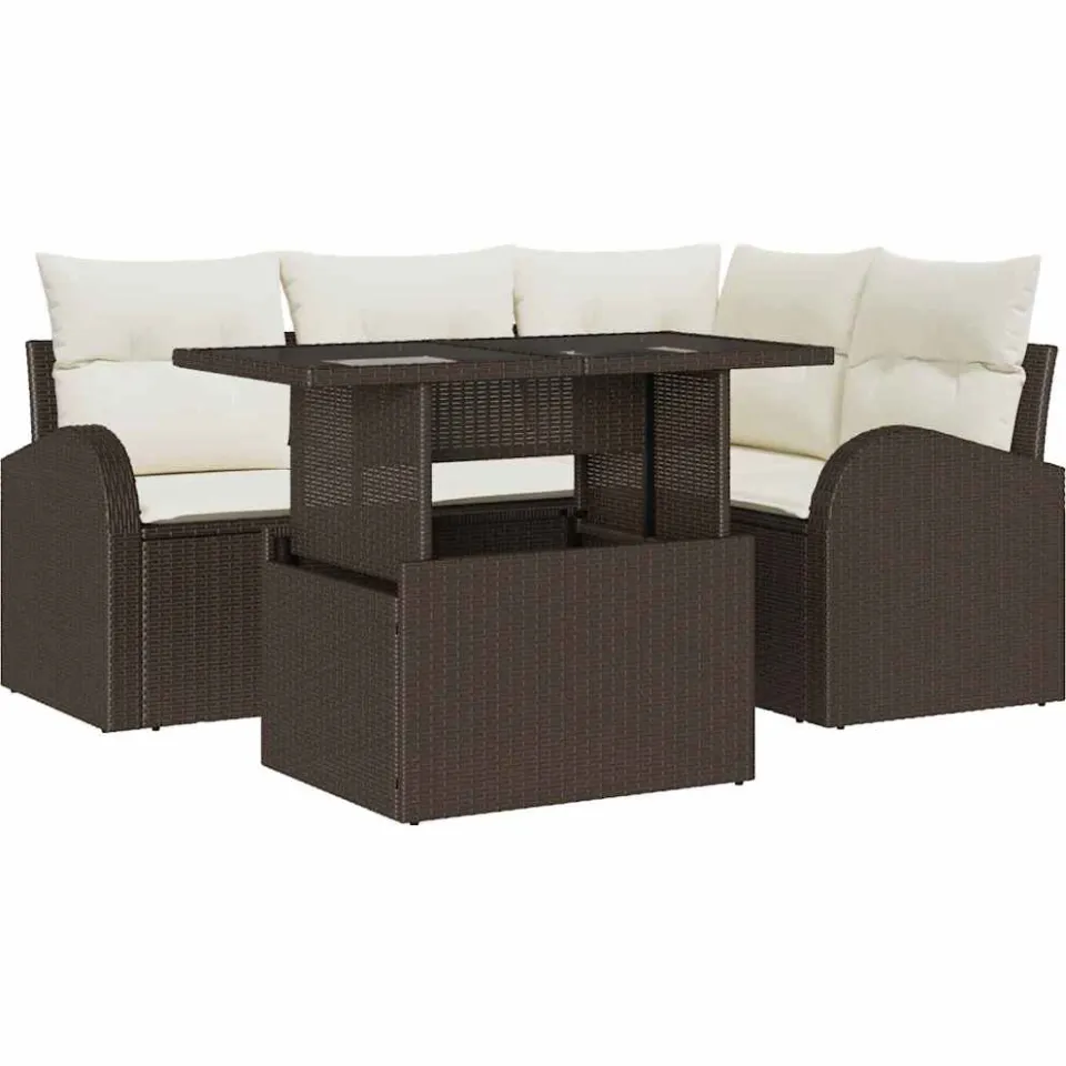vidaXL Tuin Sofa Set 5 st Bruin poly rattan