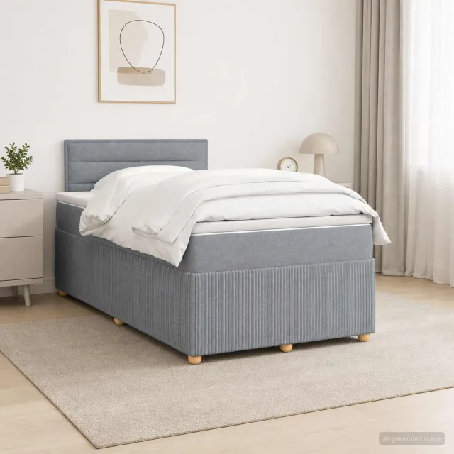 vidaXL Boxspringbed met matras Lichtgrijs 120 x 190 cm Stof