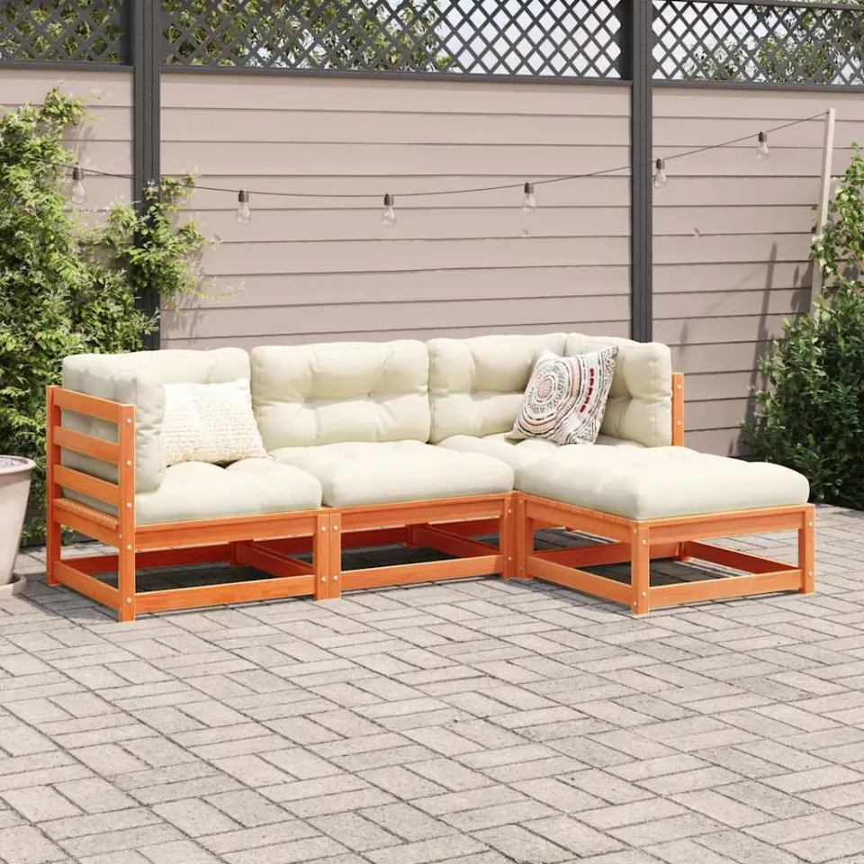 vidaXL 4-delige Loungeset massief grenenhout wasbruin bruin, foto 2