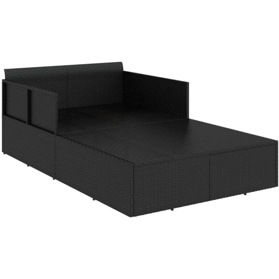 vidaXL Ligbed met kussens 182x118x63 cm poly rattan zwart, foto 4