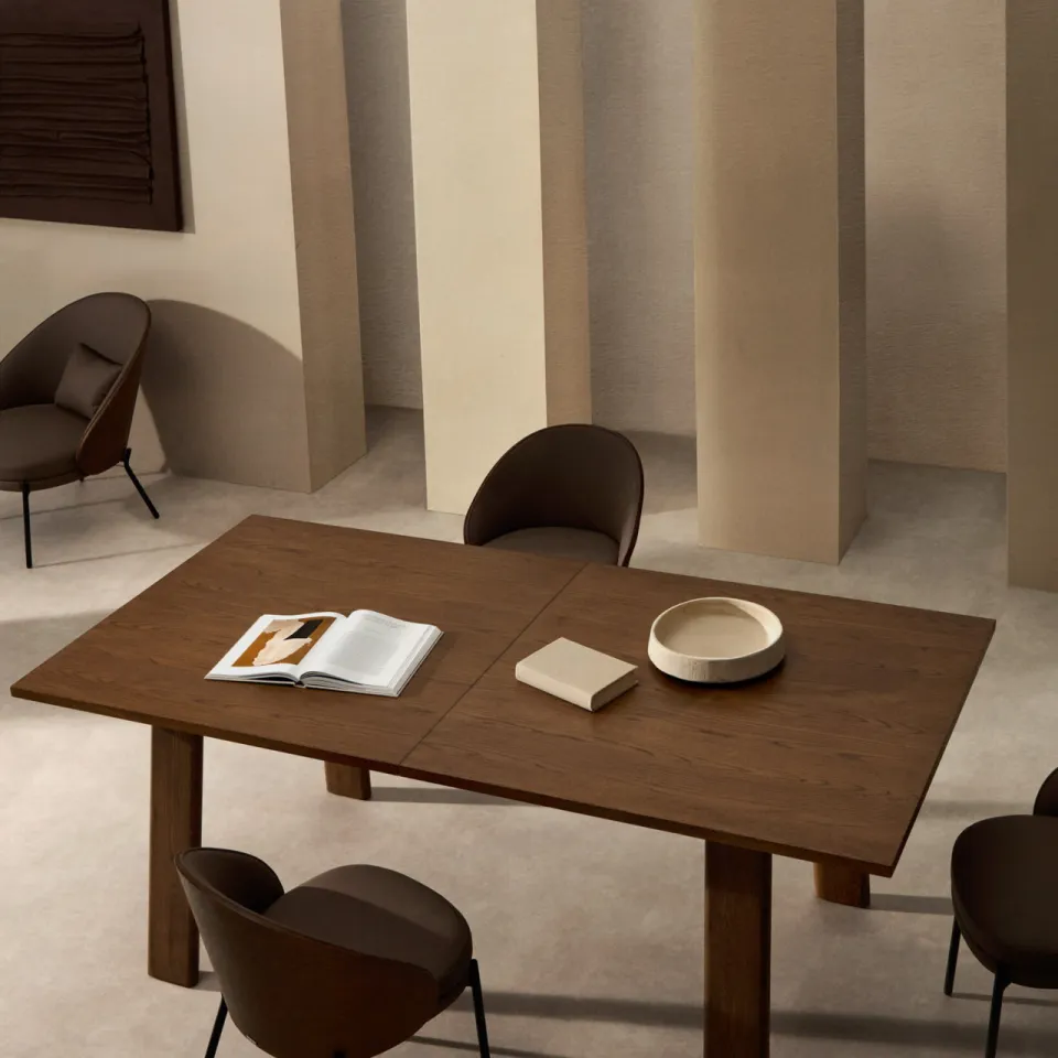 Kave Home Arlen uitschuifbare eettafel walnoot, foto 6
