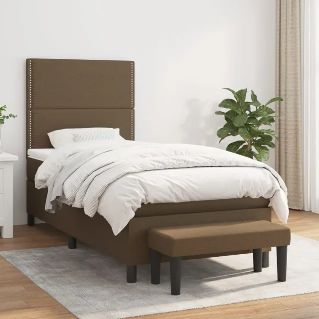 vidaXL Boxspring met matras stof donkerbruin 90x190 cm bruin