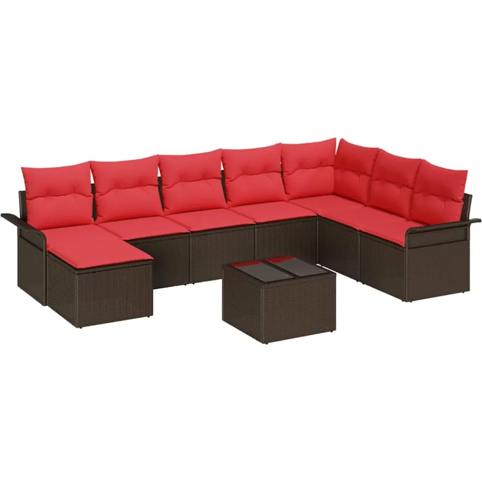 vidaXL Tuin Sofa Set 9 st Bruin poly rattan