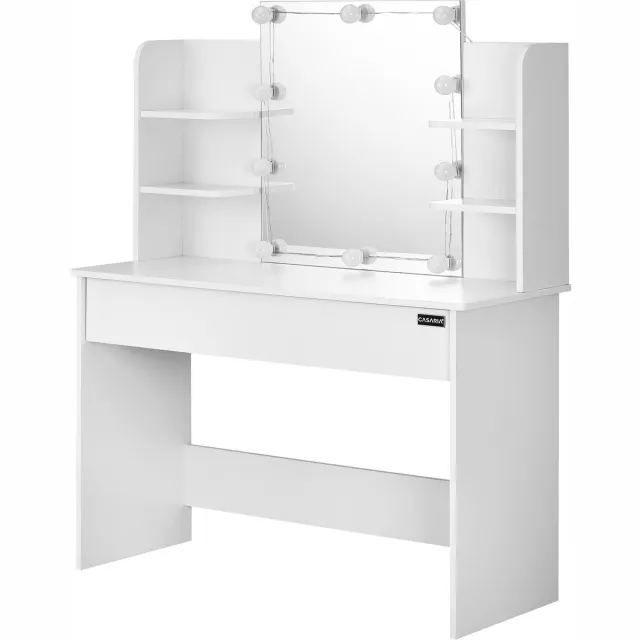 Casaria Lucia Make-up tafel - Spiegel en Verlichting 140x110x40cm - Wit