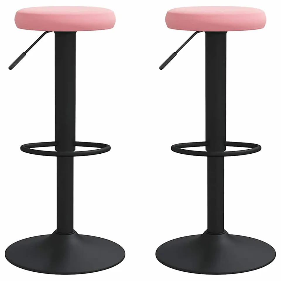 vidaXL Barkrukken 2 st fluweel roze, foto 3