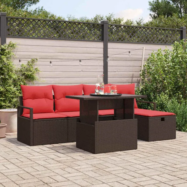 vidaXL Tuin Sofa Set 6 st Bruin poly rattan, foto 2