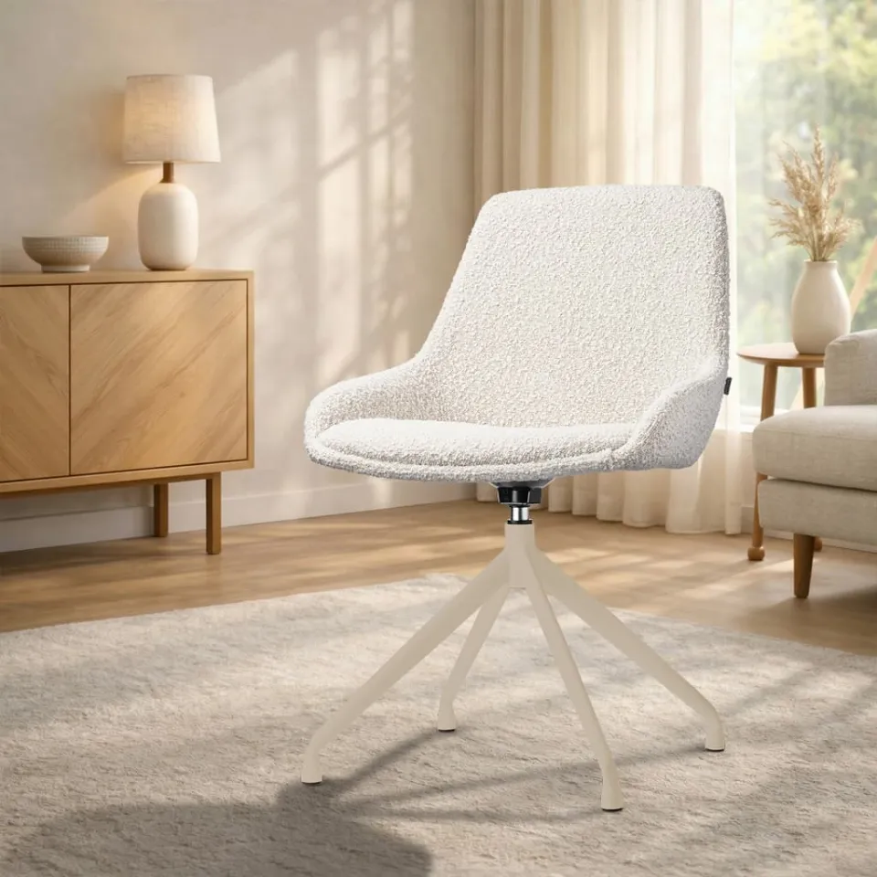 Nolon Nola-Isa draaibare eetkamerstoel bouclé beige - beige onderstel, foto 3