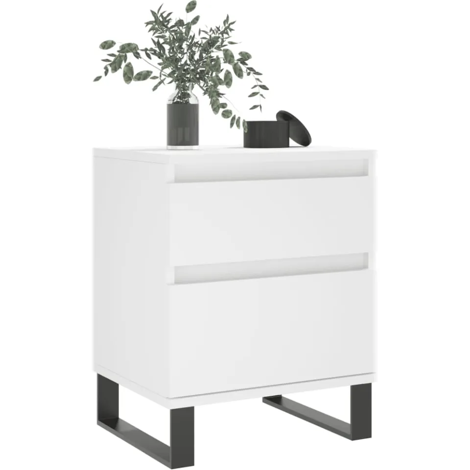 vidaXL Nachtkastjes 2 st 40x35x50 cm bewerkt hout wit, foto 4