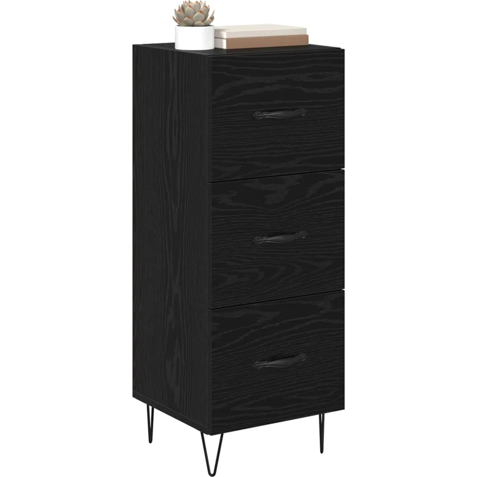 vidaXL Dressoir Zwart eiken 34 x 34.5 x 90 cm Bewerkt hout