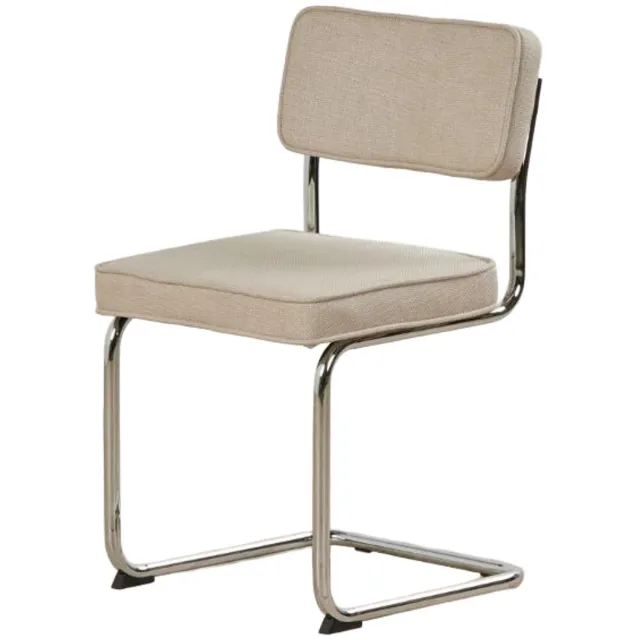 Nest of Nora Set van 4 - Nest of Nora Eetkamerstoelen Adam Design - Ribstof met chroom poten - Taupe Lichtbruin