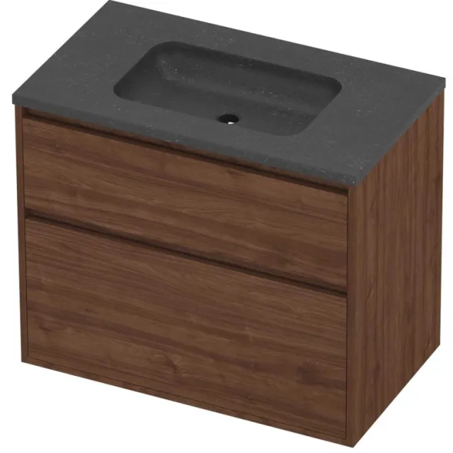Proline Rollo Badmeubelset Hardsteen Elegant 80x46x67 cm Blue Stone Indian Walnut Houtlook