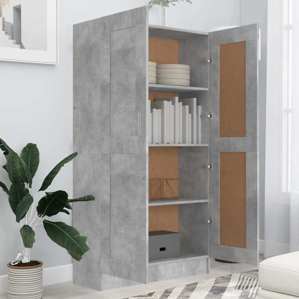 vidaXL Boekenkast 82,5x30,5x150 cm bewerlt hout betongrijs grijs, foto 4