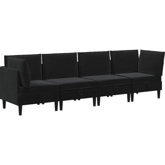 vidaXL Woonkamer - Meubelset - 4 - st - 280 - x - 70 - x - 82 - cm - Zwart - Fluweel