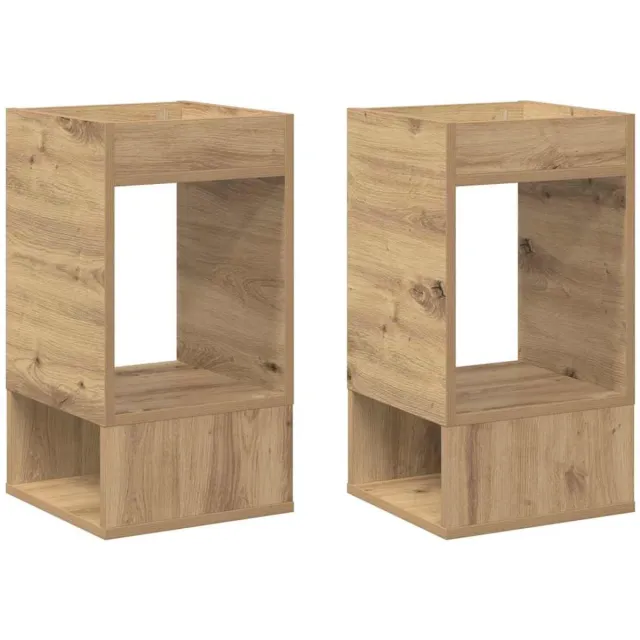 vidaXL Bijzettafel - 2 - st - Artisan - Eiken - 30 - x - 30 - x - 56 - cm - Bewerkt - hout