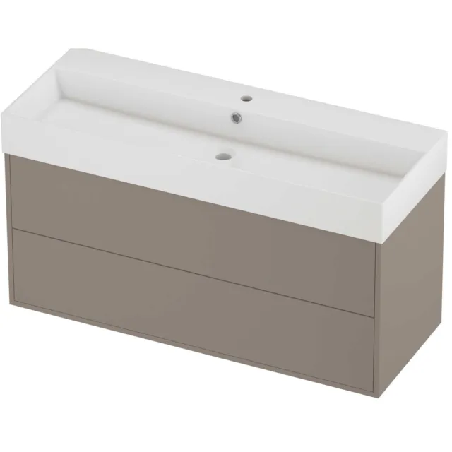 Proline Zara Badmeubelset Porselein Loft 1 Kraangat Voor Grepen 120x46x65 cm Glans Wit Clay Beige