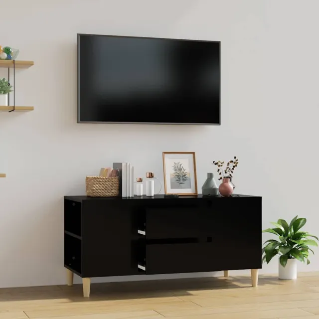vidaXL Tv-meubel 102x44,5x50 cm bewerkt hout zwart, foto 2