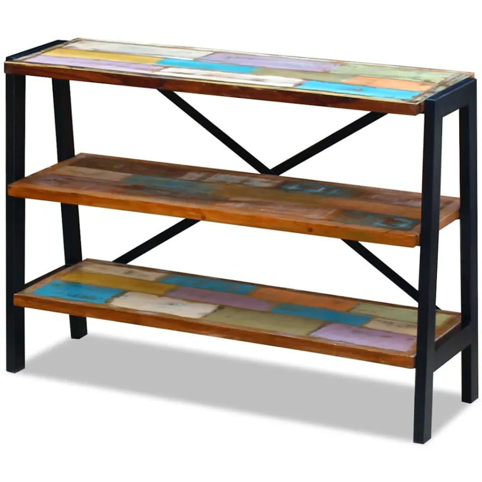 vidaXL Dressoir 3 schappen massief gerecycled hout meerkleurig, foto 2
